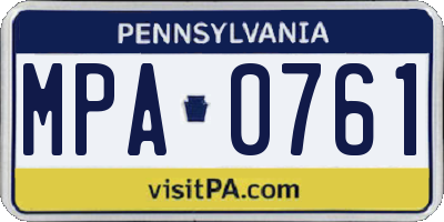 PA license plate MPA0761