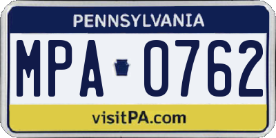 PA license plate MPA0762