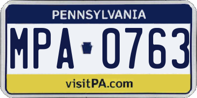 PA license plate MPA0763
