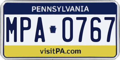 PA license plate MPA0767