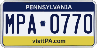 PA license plate MPA0770