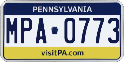 PA license plate MPA0773