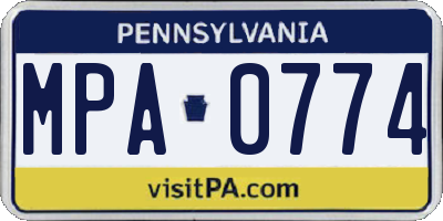 PA license plate MPA0774