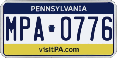 PA license plate MPA0776