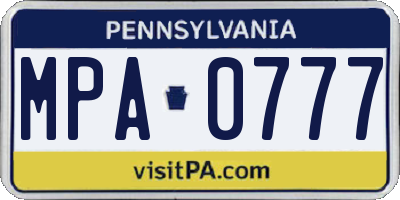PA license plate MPA0777