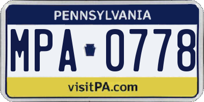 PA license plate MPA0778