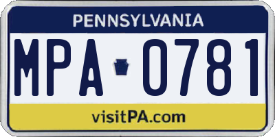 PA license plate MPA0781