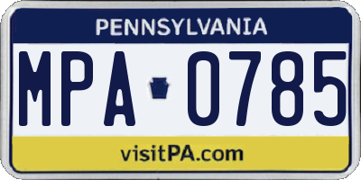 PA license plate MPA0785