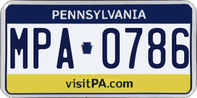 PA license plate MPA0786