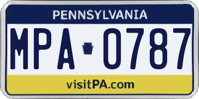 PA license plate MPA0787