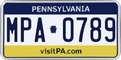 PA license plate MPA0789