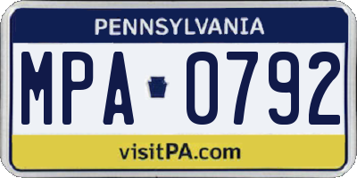 PA license plate MPA0792