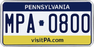 PA license plate MPA0800