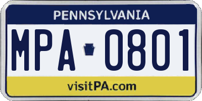 PA license plate MPA0801