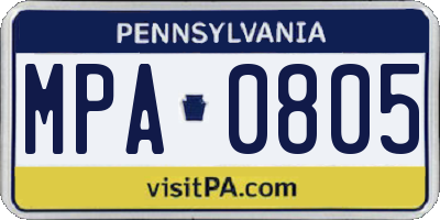 PA license plate MPA0805