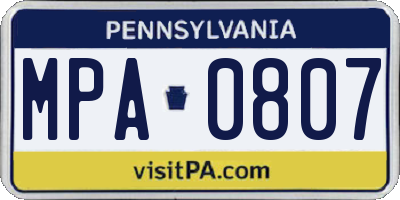 PA license plate MPA0807