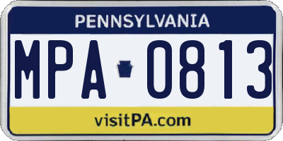 PA license plate MPA0813