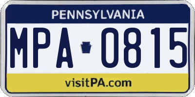 PA license plate MPA0815