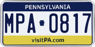 PA license plate MPA0817