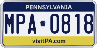 PA license plate MPA0818