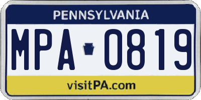 PA license plate MPA0819