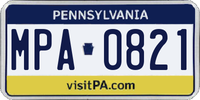 PA license plate MPA0821