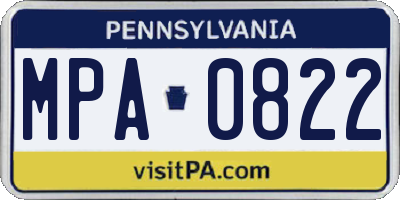 PA license plate MPA0822