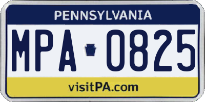 PA license plate MPA0825