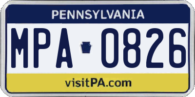 PA license plate MPA0826