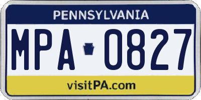 PA license plate MPA0827