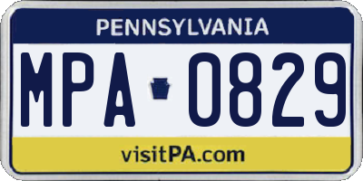 PA license plate MPA0829