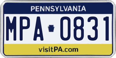 PA license plate MPA0831