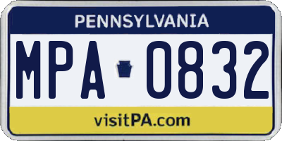 PA license plate MPA0832
