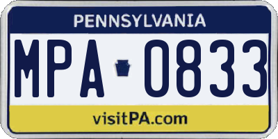 PA license plate MPA0833