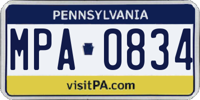 PA license plate MPA0834