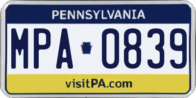 PA license plate MPA0839