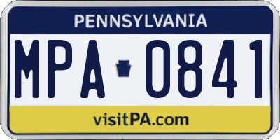 PA license plate MPA0841