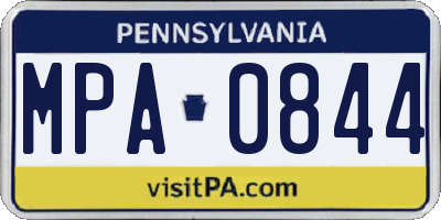 PA license plate MPA0844