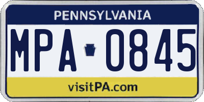 PA license plate MPA0845