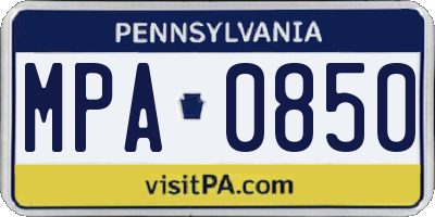PA license plate MPA0850