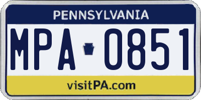 PA license plate MPA0851
