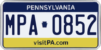 PA license plate MPA0852