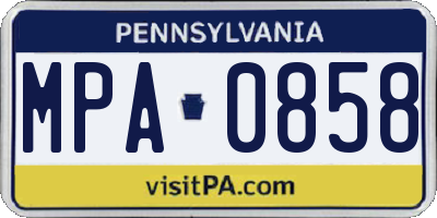 PA license plate MPA0858