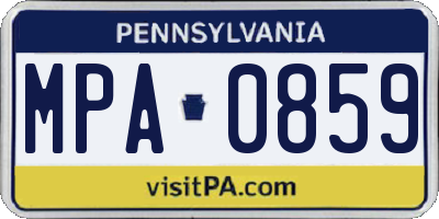 PA license plate MPA0859