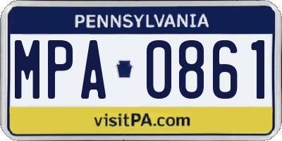 PA license plate MPA0861