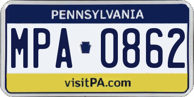 PA license plate MPA0862
