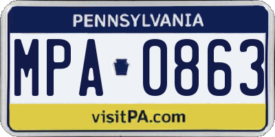 PA license plate MPA0863