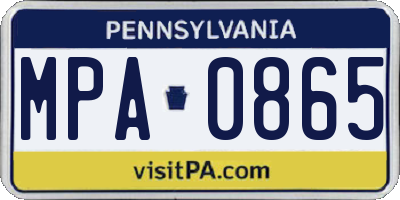 PA license plate MPA0865