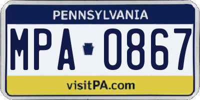 PA license plate MPA0867