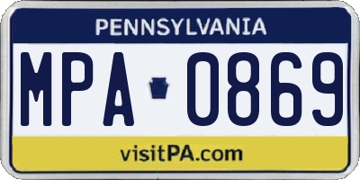 PA license plate MPA0869